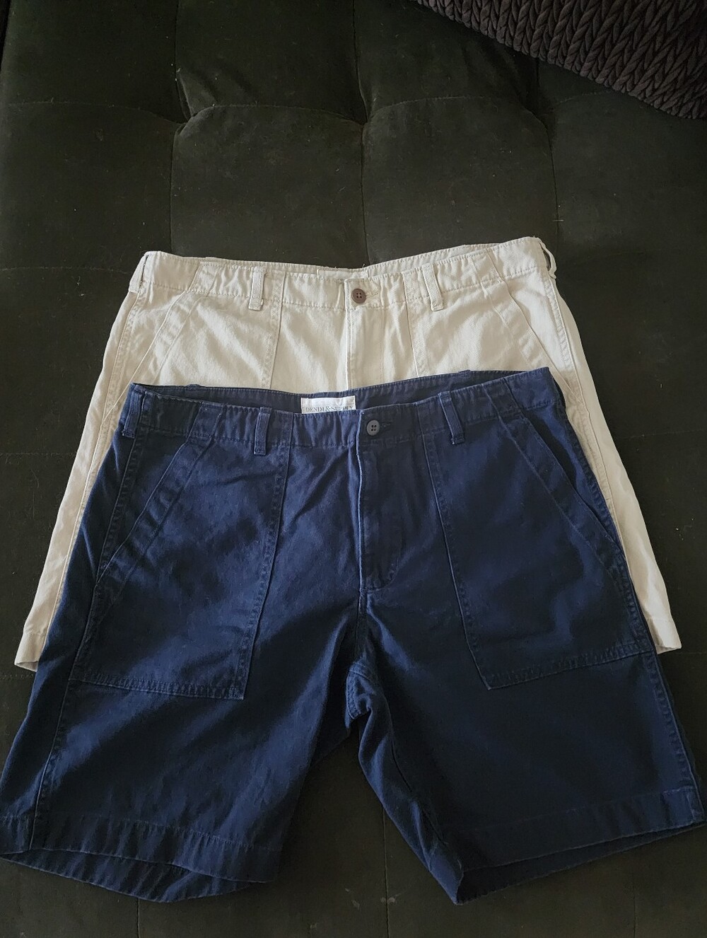 Ralph Lauren Denim & Supply Cargo Shorts Size 36 Navy Blue + Khaki 2 Pair Lot